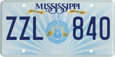 MS license plate ZZL840