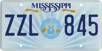 MS license plate ZZL845