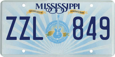 MS license plate ZZL849