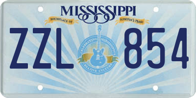 MS license plate ZZL854