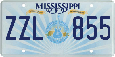 MS license plate ZZL855