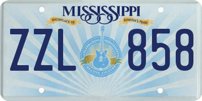 MS license plate ZZL858
