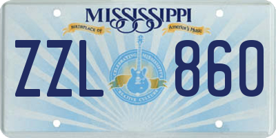 MS license plate ZZL860