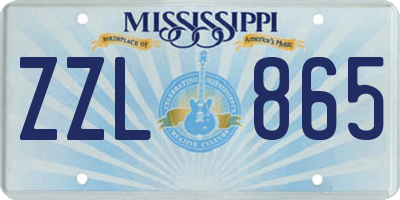 MS license plate ZZL865