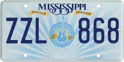 MS license plate ZZL868