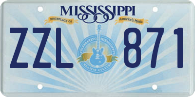 MS license plate ZZL871