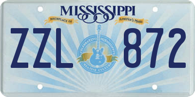 MS license plate ZZL872