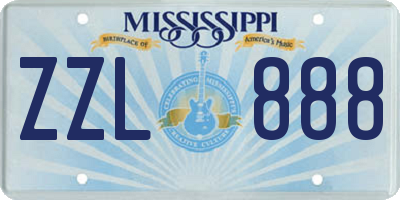 MS license plate ZZL888