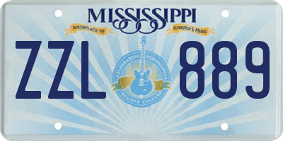 MS license plate ZZL889