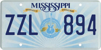 MS license plate ZZL894