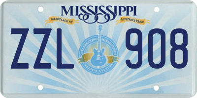 MS license plate ZZL908