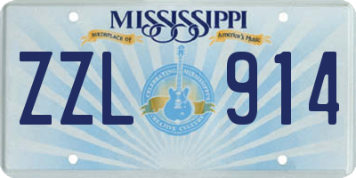 MS license plate ZZL914