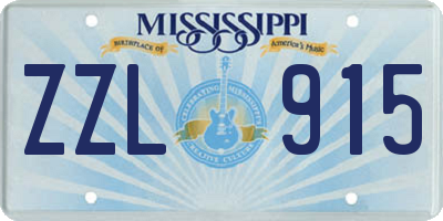 MS license plate ZZL915