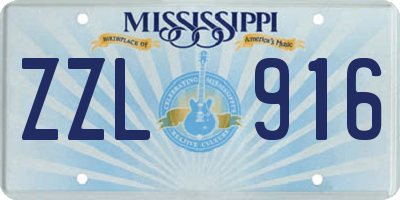 MS license plate ZZL916