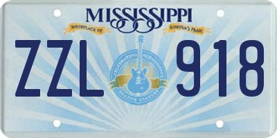 MS license plate ZZL918