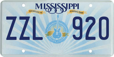 MS license plate ZZL920