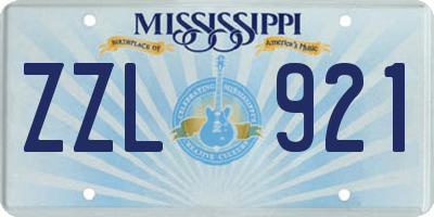MS license plate ZZL921