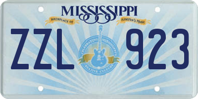 MS license plate ZZL923