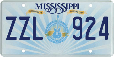 MS license plate ZZL924