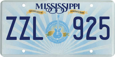 MS license plate ZZL925