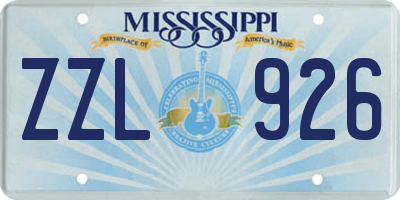 MS license plate ZZL926