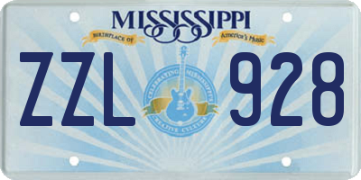 MS license plate ZZL928
