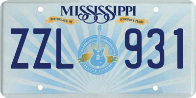 MS license plate ZZL931