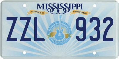 MS license plate ZZL932