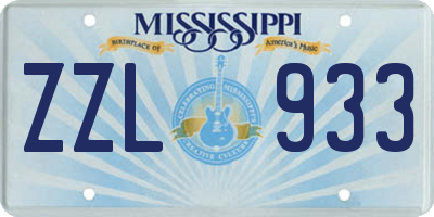 MS license plate ZZL933