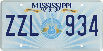 MS license plate ZZL934