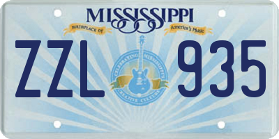 MS license plate ZZL935