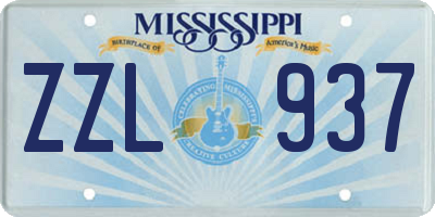 MS license plate ZZL937