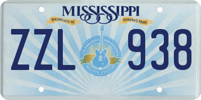 MS license plate ZZL938