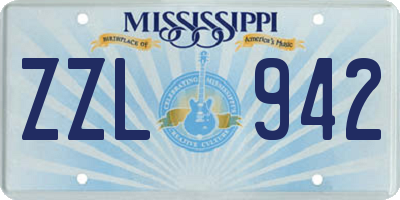 MS license plate ZZL942