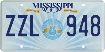 MS license plate ZZL948