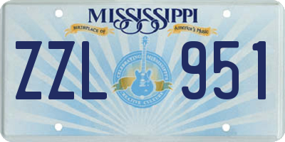 MS license plate ZZL951