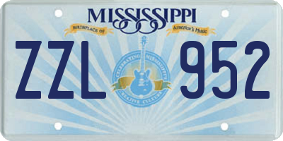MS license plate ZZL952