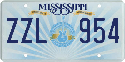 MS license plate ZZL954