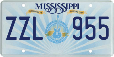 MS license plate ZZL955