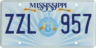 MS license plate ZZL957