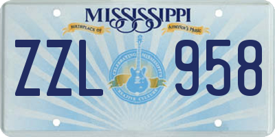 MS license plate ZZL958