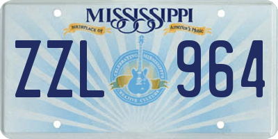 MS license plate ZZL964