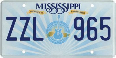 MS license plate ZZL965