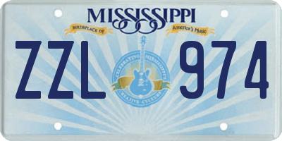 MS license plate ZZL974