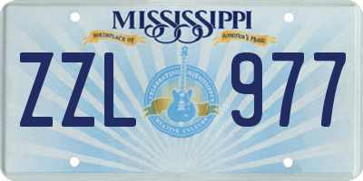 MS license plate ZZL977