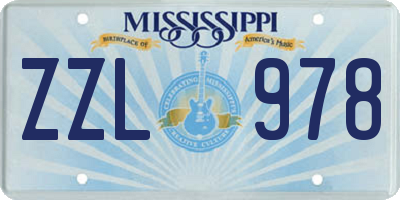 MS license plate ZZL978