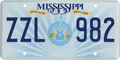 MS license plate ZZL982