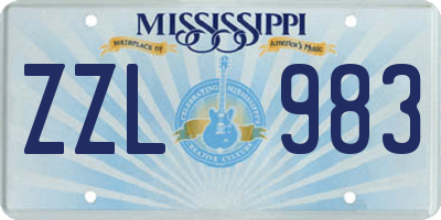 MS license plate ZZL983