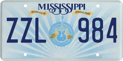 MS license plate ZZL984