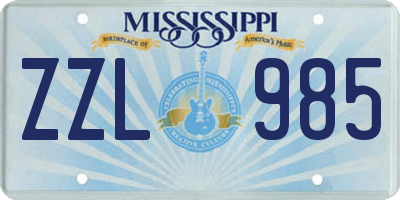 MS license plate ZZL985
